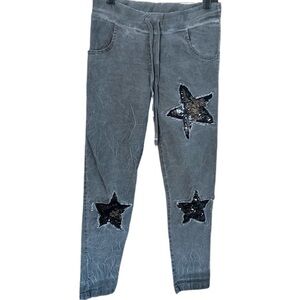 Venti 6 Sequin Star Denim Joggers- size small